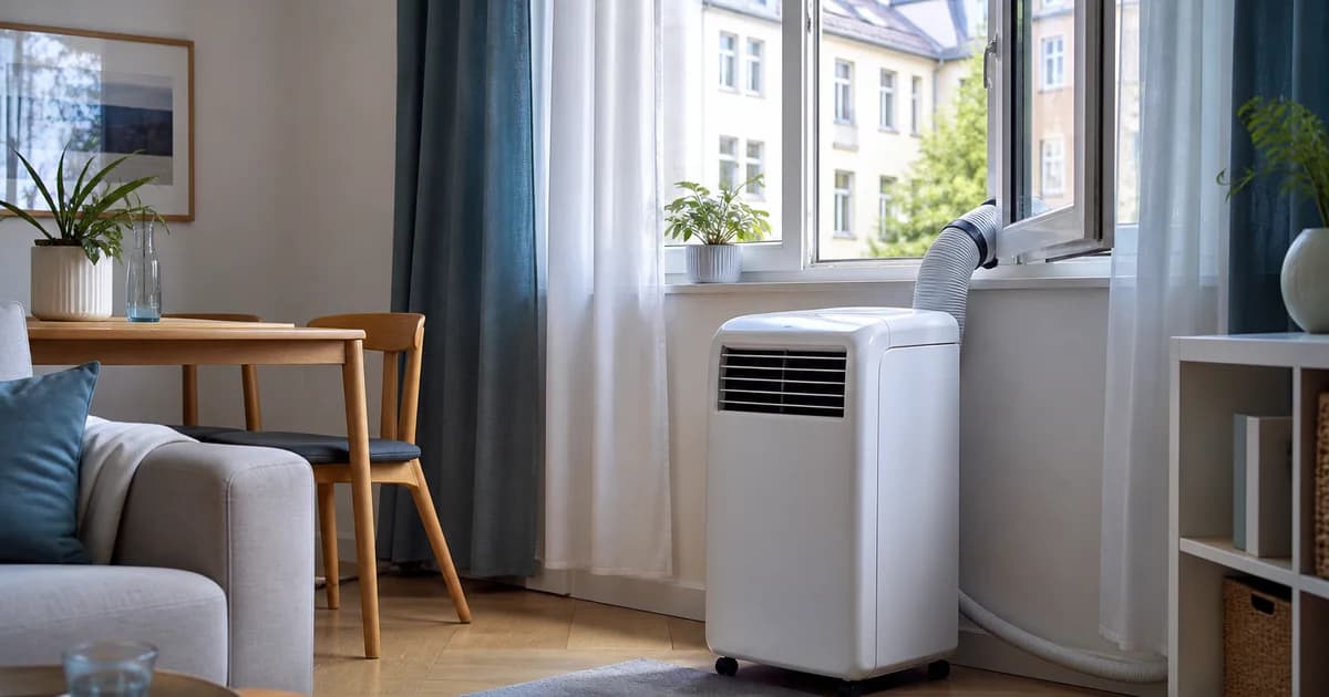 Mobile Split-Klimaanlage in einer möblierten Mietwohnung