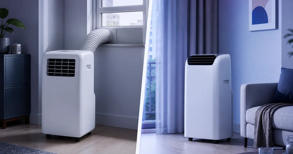 Monoblock mit Abluftschlauch und Mobile Split im Vergleich